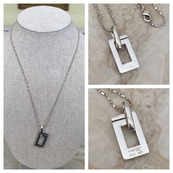Gucci Jewelry - Gucci “G” 925 Sterling Silver Pendant & 20” Sterling Silver Chain